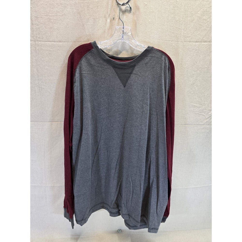 RedHead Brand Co Mens 2XL Raglan Long Sleeve Shirt Grey Burgundy Crewneck 2712
